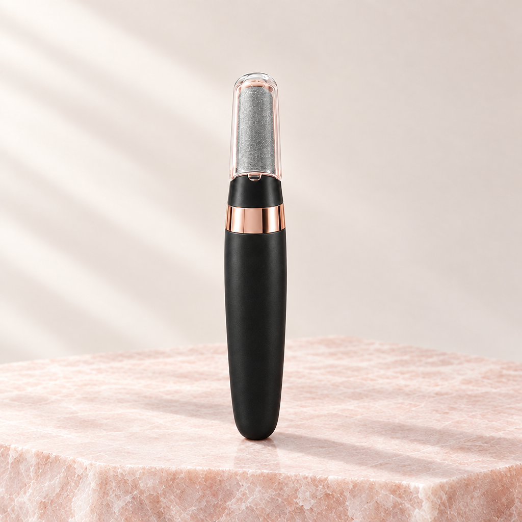 Electric foot file, Black / One pair included colour, on pale rose stone