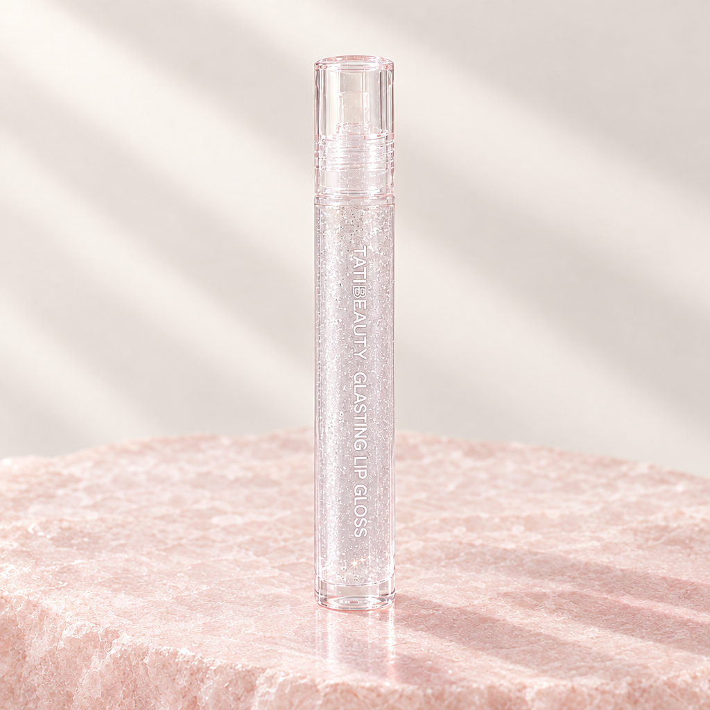 Water Light Lip Gloss, Meteor Shadow shade, on pale rose stone